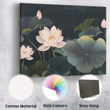 Midnight Lotus Pond Floral Botanical Landscape Artwork Canvas Wall Art Print Decor Picture Ready to Hang