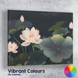 Midnight Lotus Pond Floral Botanical Landscape Artwork Canvas Wall Art Print Decor Picture Ready to Hang