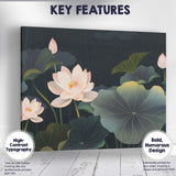 Midnight Lotus Pond Floral Botanical Landscape Artwork Canvas Wall Art Print Decor Picture Ready to Hang
