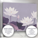 Soft Lilac Lotus Bloom Minimalist Floral Artwork Canvas Wall Art Print Decor Picture Ready to Hang