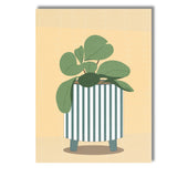 Minimalist Green Houseplant In Striped Planter Scandinavian Botanical Canvas Wall Art Print Decor Picture Ready to Hang