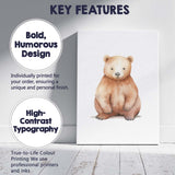 Cute Watercolour Brown Bear Nursery Animal Illustration Canvas Wall Art Print Decor Picture Ready to Hang
