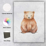 Cute Watercolour Brown Bear Nursery Animal Illustration Canvas Wall Art Print Decor Picture Ready to Hang