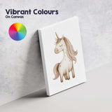 Cute Beige Unicorn Nursery Watercolour Fantasy Illustration Canvas Wall Art Print Decor Picture Ready to Hang