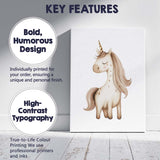 Cute Beige Unicorn Nursery Watercolour Fantasy Illustration Canvas Wall Art Print Decor Picture Ready to Hang