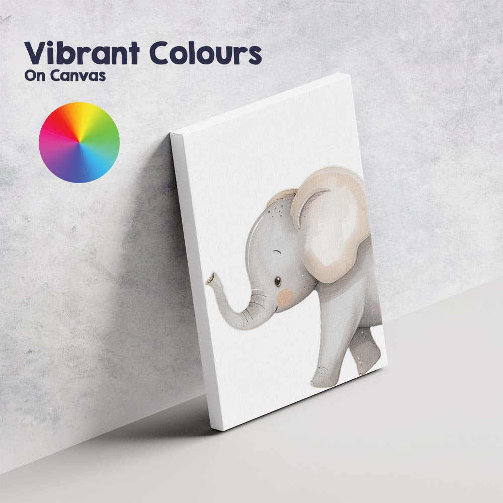 Cute Baby Elephant Watercolour Nursery Animal Illustration Canvas Wall Art Print Decor Picture Ready to Hang