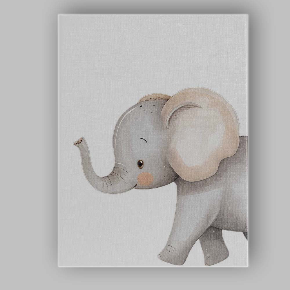 Cute Baby Elephant Watercolour Nursery Animal Illustration Canvas Wall Art Print Decor Picture Ready to Hang