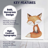 Cute Sleeping Woodland Fox Watercolour Nursery Animal Illustration Canvas Wall Art Print Decor Picture Ready to Hang