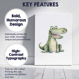 Cute Smiling Crocodile Nursery Watercolour Animal Illustration Canvas Wall Art Print Decor Picture Ready to Hang