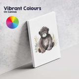 Cute Baby Gorilla Watercolour Jungle Animal Illustration Canvas Wall Art Print Decor Picture Ready to Hang