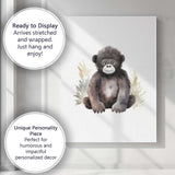 Cute Baby Gorilla Watercolour Jungle Animal Illustration Canvas Wall Art Print Decor Picture Ready to Hang
