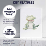Cute Smiling Baby Crocodile Watercolour Nursery Animal Illustration Canvas Wall Art Print Decor Picture Ready to Hang