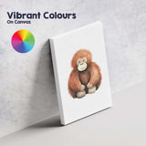 Cute Baby Orangutan Watercolour Jungle Animal Illustration Canvas Wall Art Print Decor Picture Ready to Hang