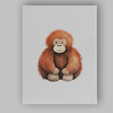 Cute Baby Orangutan Watercolour Jungle Animal Illustration Canvas Wall Art Print Decor Picture Ready to Hang