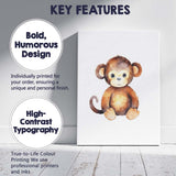 Cute Baby Monkey Watercolour Jungle Animal Illustration Canvas Wall Art Print Decor Picture Ready to Hang