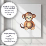 Cute Baby Monkey Watercolour Jungle Animal Illustration Canvas Wall Art Print Decor Picture Ready to Hang