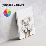 Cute Baby Koala Sitting on Tree Branch Watercolour Nursery Animal Illustration Canvas Wall Art Print Decor Picture Ready to Hang