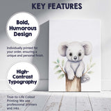 Cute Baby Koala Sitting on Tree Branch Watercolour Nursery Animal Illustration Canvas Wall Art Print Decor Picture Ready to Hang
