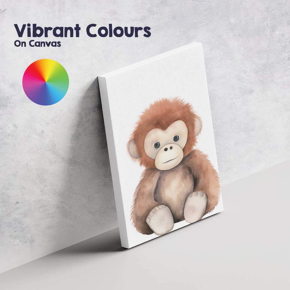 Cute Baby Orangutan Nursery Watercolour Animal Illustration Canvas Wall Art Print Decor Picture Ready to Hang