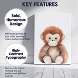 Cute Baby Orangutan Nursery Watercolour Animal Illustration Canvas Wall Art Print Decor Picture Ready to Hang