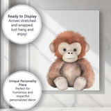 Cute Baby Orangutan Nursery Watercolour Animal Illustration Canvas Wall Art Print Decor Picture Ready to Hang