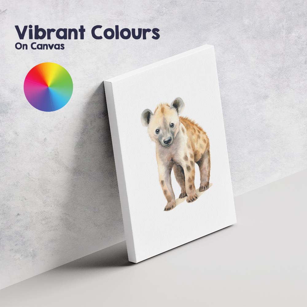 Cute Baby Hyena Watercolour Safari Animal Illustration Canvas Wall Art Print Decor Picture Ready to Hang