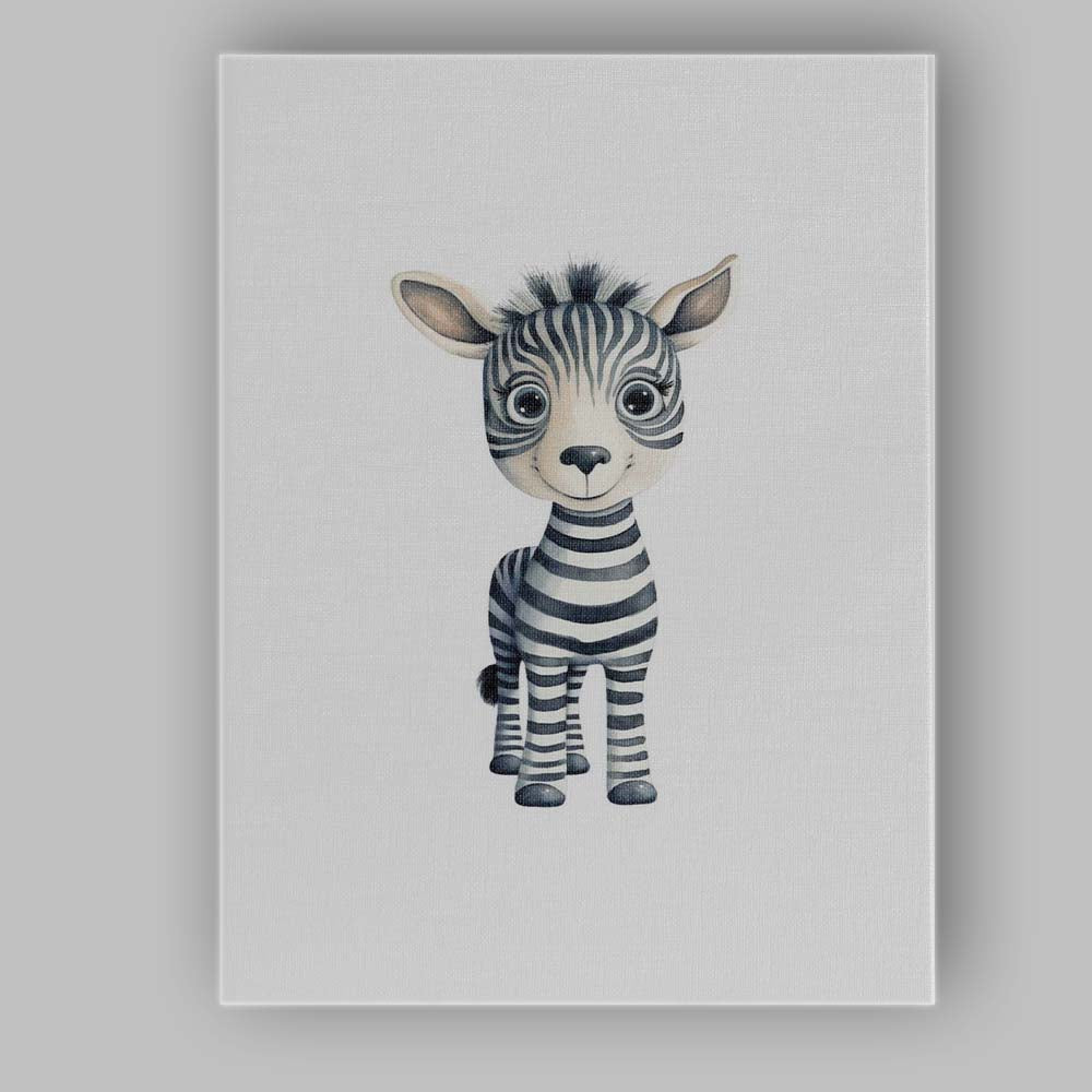 Cute Baby Zebra Watercolour Safari Animal Illustration Canvas Wall Art Print Decor Picture Ready to Hang
