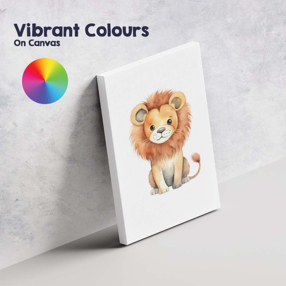 Cute Baby Lion Watercolour Safari Animal Illustration Canvas Wall Art Print Decor Picture Ready to Hang