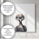 Cute Baby Emu Watercolour Nursery Bird Illustration Canvas Wall Art Print Decor Picture Ready to Hang