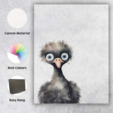 Cute Baby Emu Watercolour Nursery Bird Illustration Canvas Wall Art Print Decor Picture Ready to Hang
