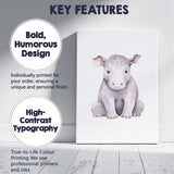 Cute Baby Hippopotamus Watercolour Safari Animal Illustration Canvas Wall Art Print Decor Picture Ready to Hang