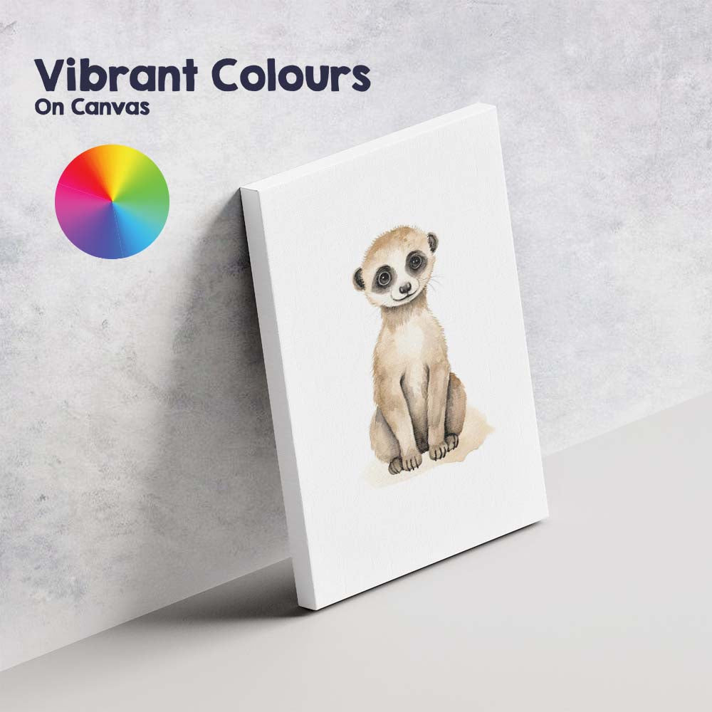 Cute Baby Meerkat Watercolour Desert Animal Illustration Canvas Wall Art Print Decor Picture Ready to Hang