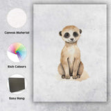 Cute Baby Meerkat Watercolour Desert Animal Illustration Canvas Wall Art Print Decor Picture Ready to Hang
