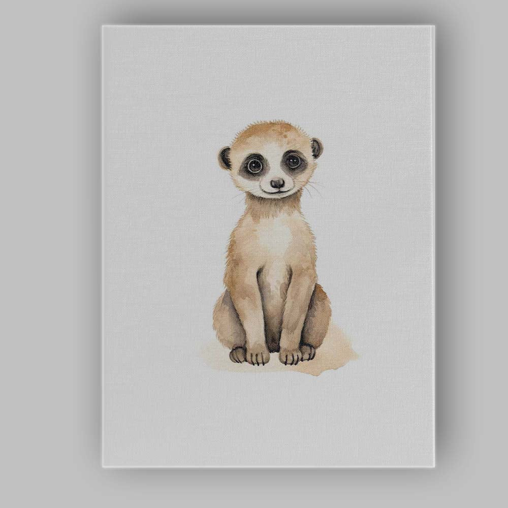 Cute Baby Meerkat Watercolour Desert Animal Illustration Canvas Wall Art Print Decor Picture Ready to Hang