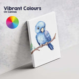 Cute Blue Lovebird Perched on Branch Watercolour Bird Illustration Canvas Wall Art Print Decor Picture Ready to Hang