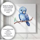 Cute Blue Lovebird Perched on Branch Watercolour Bird Illustration Canvas Wall Art Print Decor Picture Ready to Hang