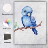 Cute Blue Lovebird Perched on Branch Watercolour Bird Illustration Canvas Wall Art Print Decor Picture Ready to Hang