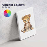 Cute Baby Cheetah Watercolour Safari Animal Illustration Canvas Wall Art Print Decor Picture Ready to Hang