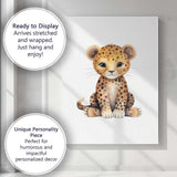 Cute Baby Cheetah Watercolour Safari Animal Illustration Canvas Wall Art Print Decor Picture Ready to Hang