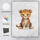 Cute Baby Cheetah Watercolour Safari Animal Illustration Canvas Wall Art Print Decor Picture Ready to Hang