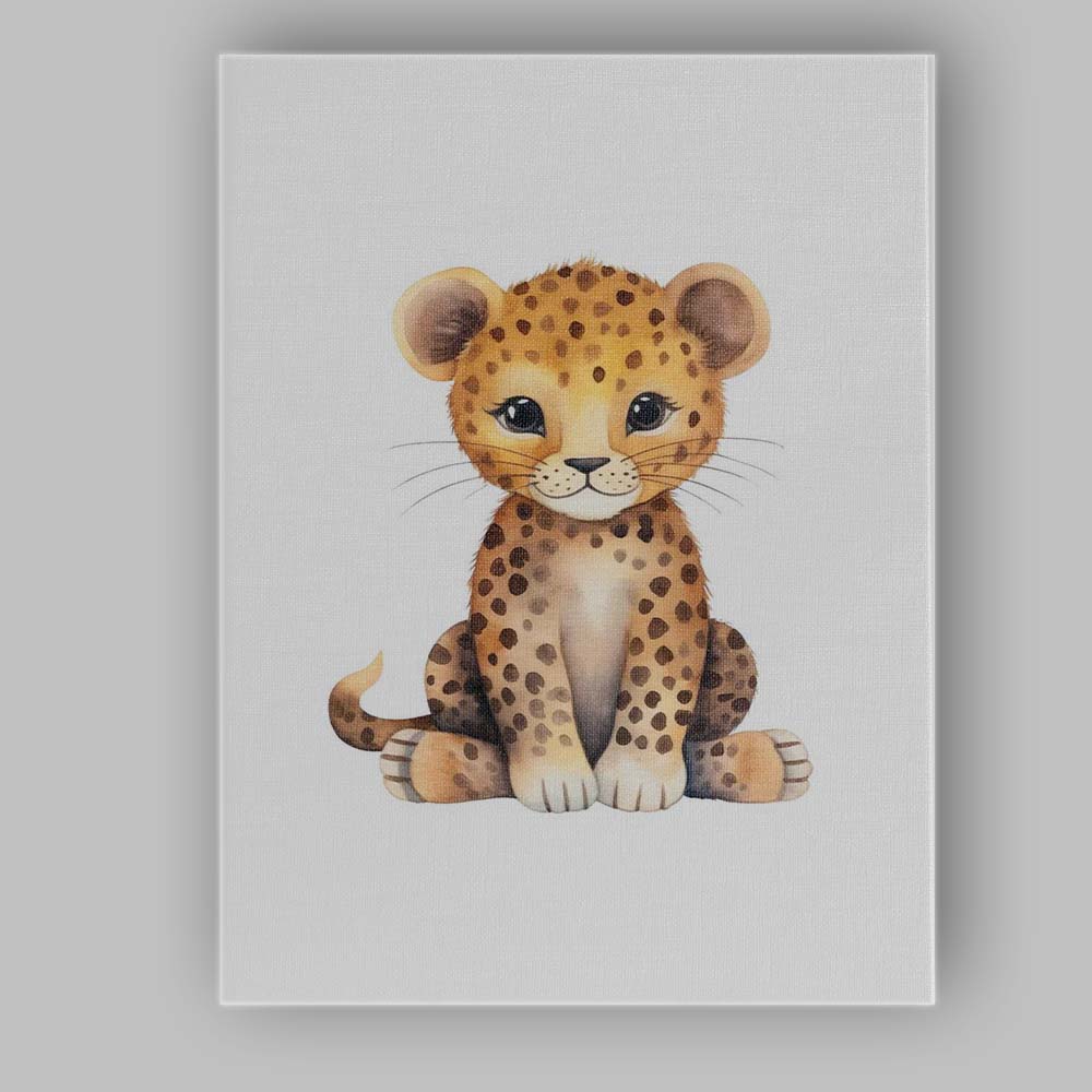Cute Baby Cheetah Watercolour Safari Animal Illustration Canvas Wall Art Print Decor Picture Ready to Hang