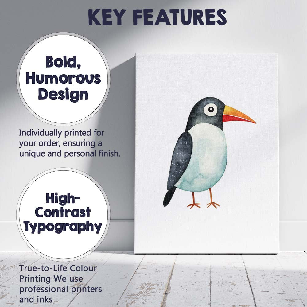 Cute Toucan Watercolour Tropical Bird Illustration Canvas Wall Art Print Decor Picture Ready to Hang