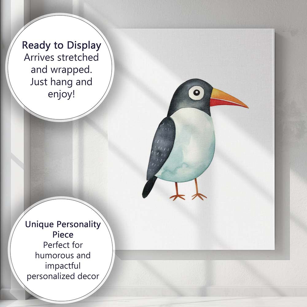 Cute Toucan Watercolour Tropical Bird Illustration Canvas Wall Art Print Decor Picture Ready to Hang