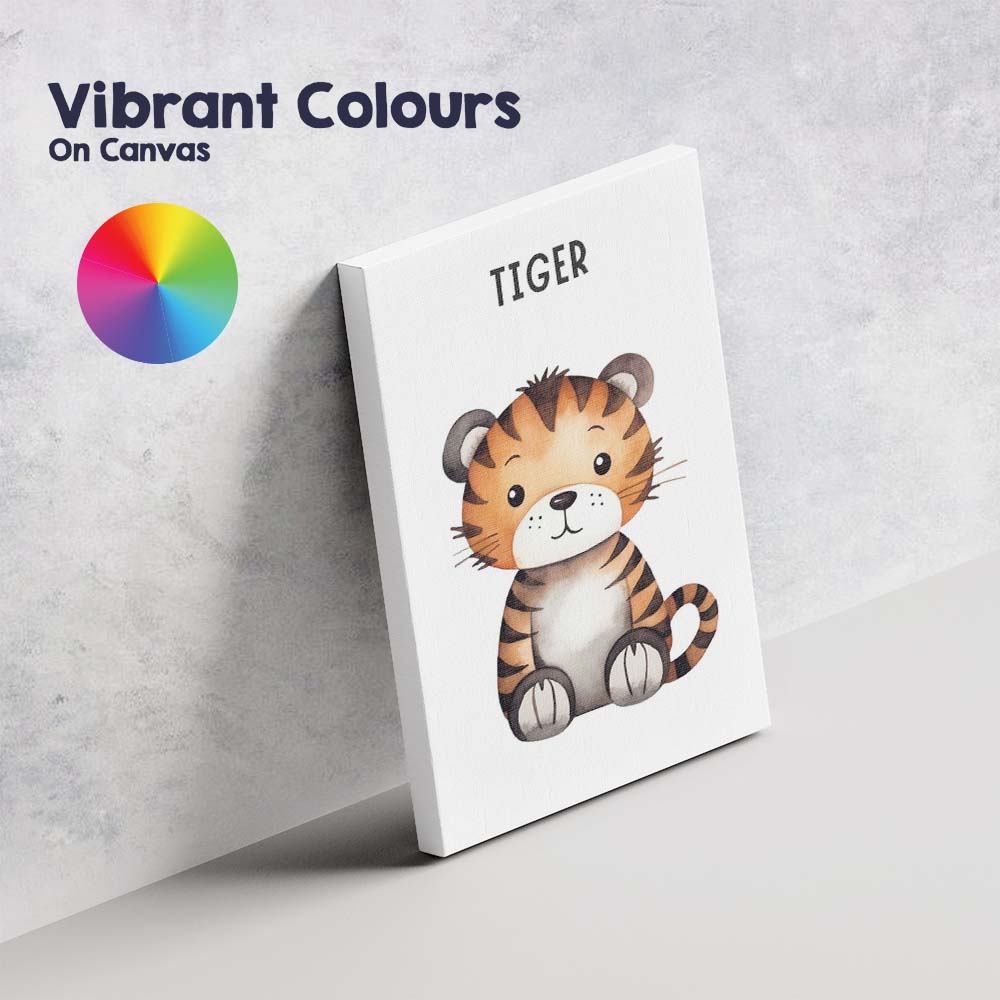 Cute Baby Tiger Watercolour Nursery Animal Illustration Canvas Wall Art Print Decor Picture Ready to Hang