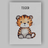 Cute Baby Tiger Watercolour Nursery Animal Illustration Canvas Wall Art Print Decor Picture Ready to Hang