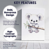 Cute Baby Koala Sitting on Eucalyptus Branch Watercolour Nursery Animal Illustration Canvas Wall Art Print Decor Picture Ready to Hang