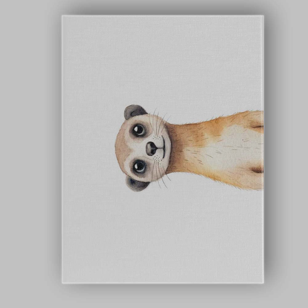 Curious Peeking Meerkat Watercolour Safari Animal Illustration Canvas Wall Art Print Decor Picture Ready to Hang