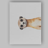 Curious Peeking Meerkat Watercolour Safari Animal Illustration Canvas Wall Art Print Decor Picture Ready to Hang