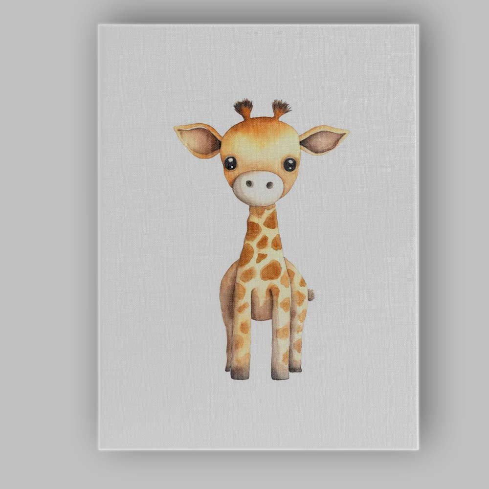 Cute Baby Giraffe Watercolour Safari Animal Illustration Canvas Wall Art Print Decor Picture Ready to Hang