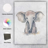 Cute Baby Elephant Watercolour Nursery Safari Animal Illustration Canvas Wall Art Print Decor Picture Ready to Hang